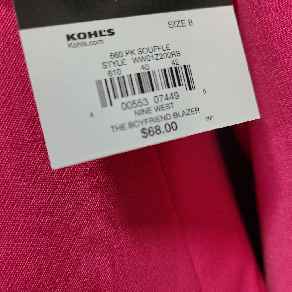 Nine West Pink The Boyfriend Blazer Double-Breasted Suit Jacket Size 8 NWT - Picture 9 of 13